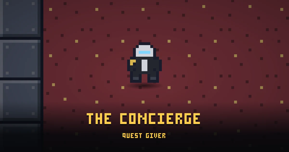 THE CONCIERGE, a quest giver in Ada's Trail, standing on THE BUNKER