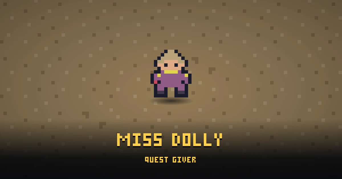 MISS DOLLY, a quest giver in Ada's Trail, standing on BOOT HILL
