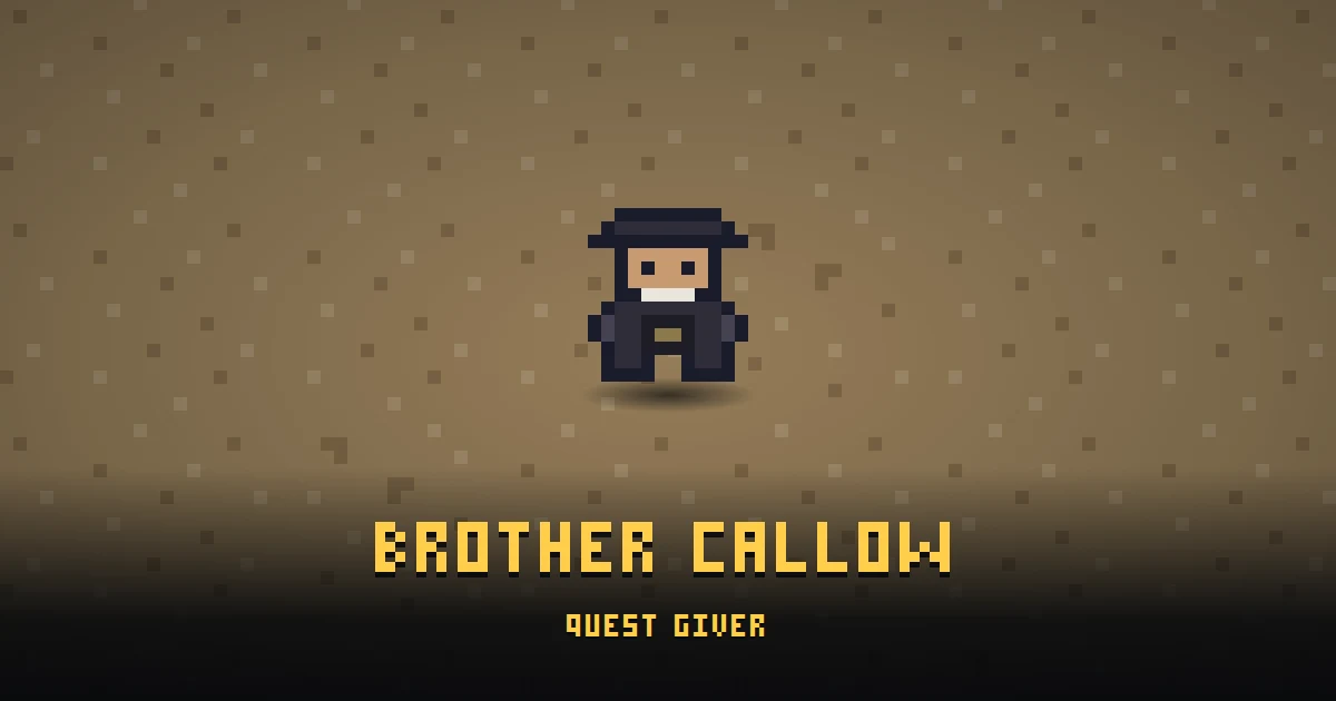BROTHER CALLOW, a quest giver in Ada's Trail, standing on BOOT HILL