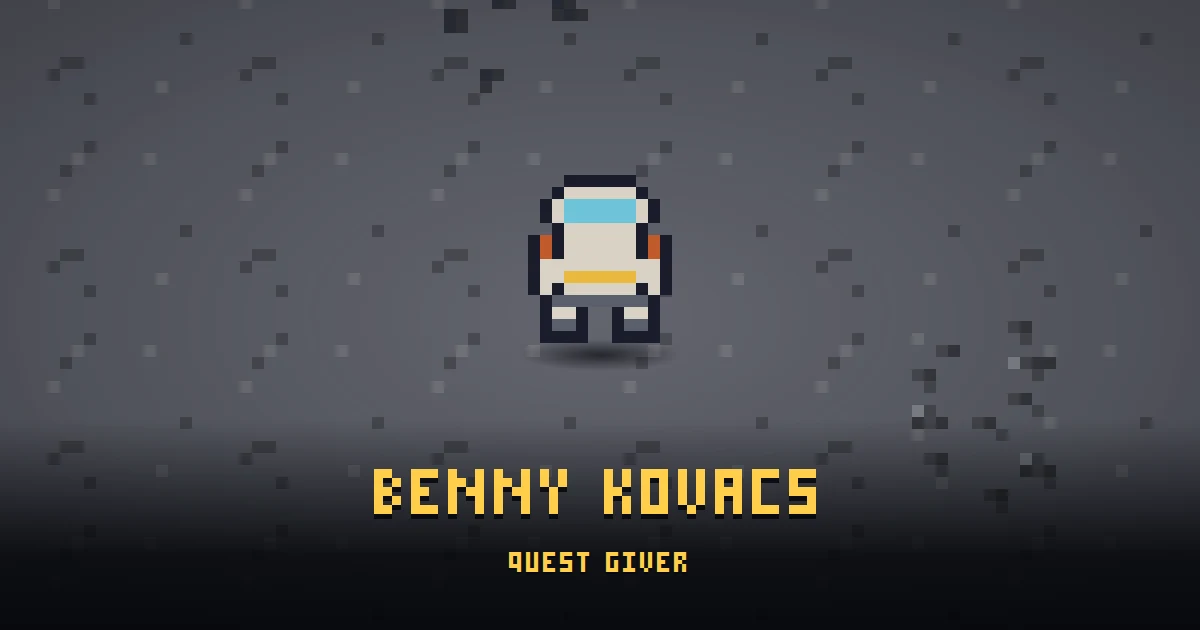 BENNY KOVACS, a quest giver in Ada's Trail, standing on THE MOON