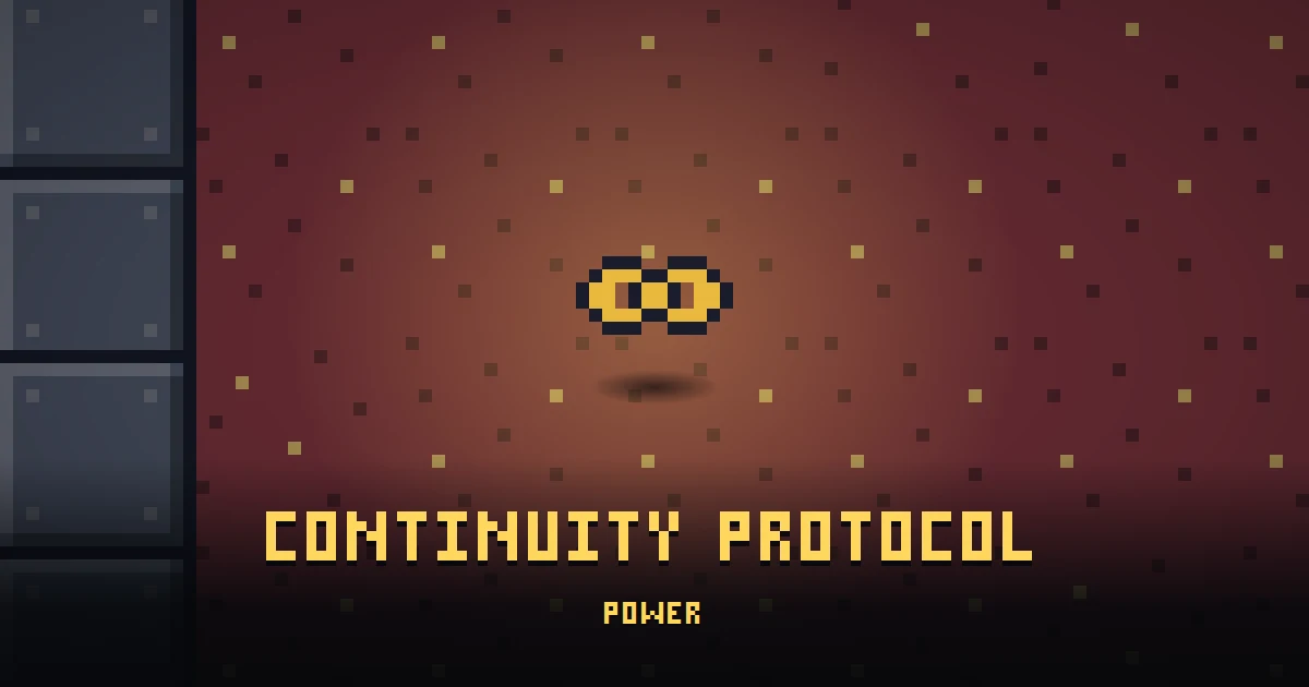 CONTINUITY PROTOCOL, a powerup in Ada's Trail, lying on the floor of THE BUNKER where it is first handed out