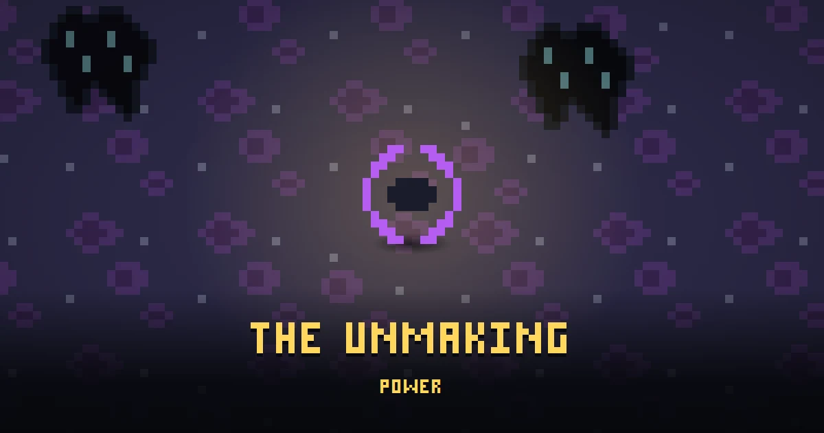 THE UNMAKING, a powerup in Ada's Trail, lying on the floor of THE RIFT where it is first handed out